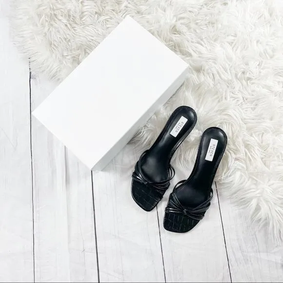Steven Women's Ophelia Strappy Open Toe Slides Sandals in Black Croc Size 10