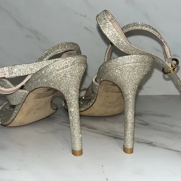 Stuart weitzman align 95 glitter strappy heels sz 6.5.    (B2)