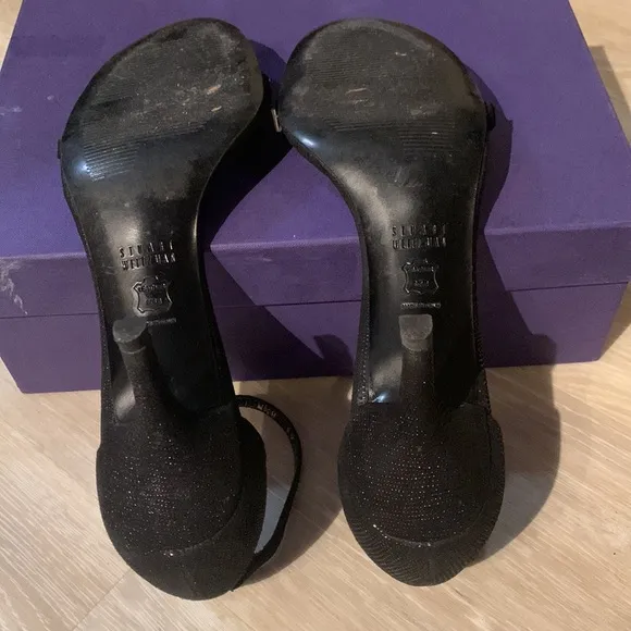 Stuart Weitzman black Goose Bump strappy 3 inch heels size 8.5