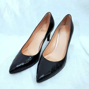 Stuart Weitzman Black Pleated Leather Heels