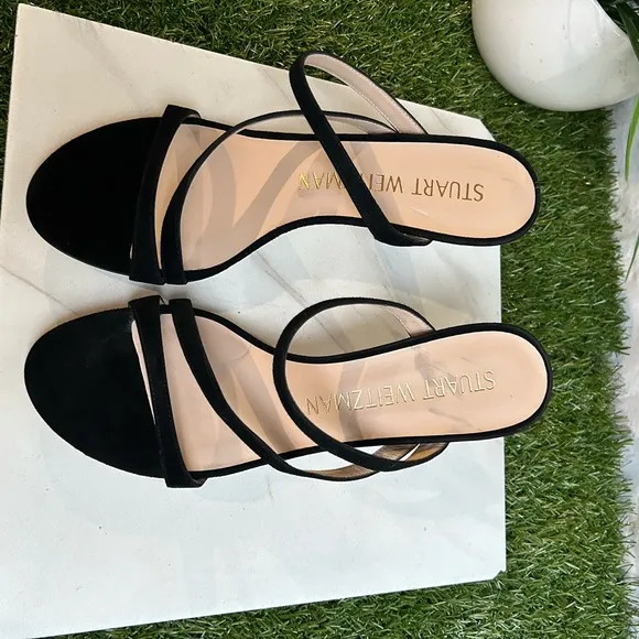 STUART WEITZMAN black suede leather sandals size 8.5