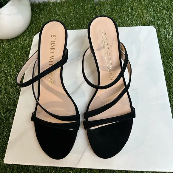 STUART WEITZMAN black suede leather sandals size 8.5