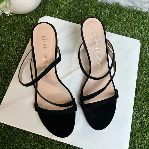 STUART WEITZMAN black suede leather sandals size 8.5