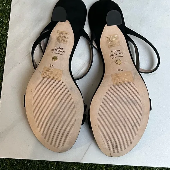 STUART WEITZMAN black suede leather sandals size 8.5