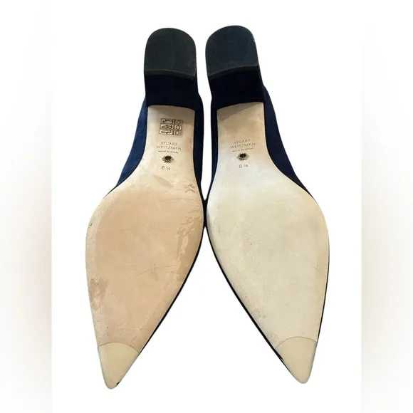 Stuart Weitzman Blue Suede Pointed 3” Heels Womens 8.5 M Made in Spain