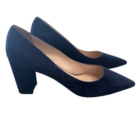 Stuart Weitzman Blue Suede Pointed 3” Heels Womens 8.5 M Made in Spain