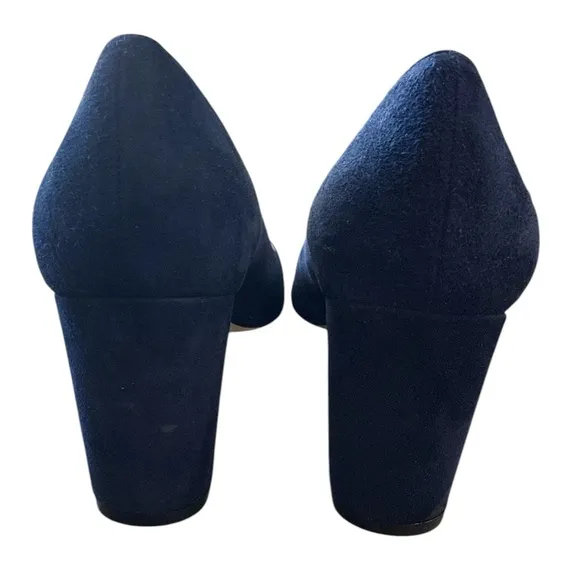 Stuart Weitzman Blue Suede Pointed 3” Heels Womens 8.5 M Made in Spain