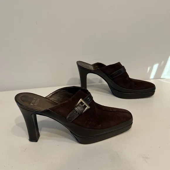 Stuart Weitzman Brown Heeled Mules