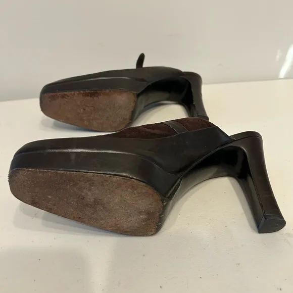 Stuart Weitzman Brown Heeled Mules