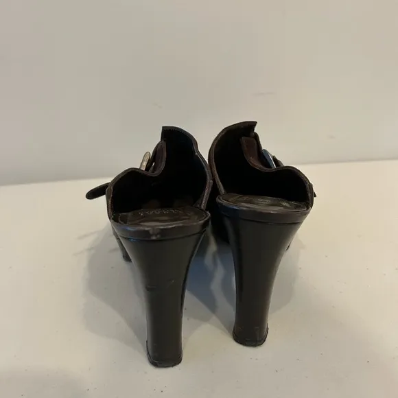 Stuart Weitzman Brown Heeled Mules
