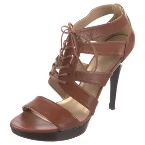 Stuart Weitzman Brown Leather Lace Up Sandal Strappy Heels