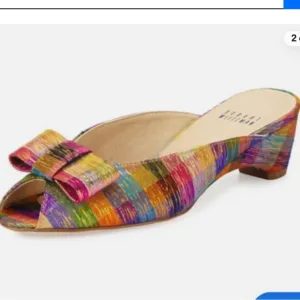 Stuart Weitzman Candy Plaid Silk Tinsel Mules