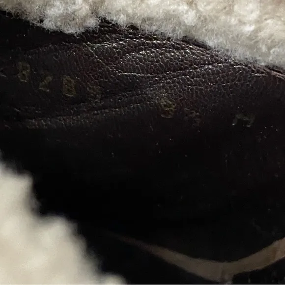 STUART WEITZMAN Depot Shearling Clogs in Cigar Fur Studded Heeled Clogs Size 9.5
