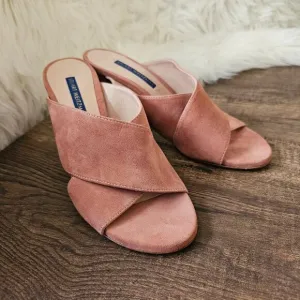 Stuart Weitzman Galene Suede Slides/Open Toe Mules, Pink/Desert Rose, US 6