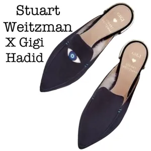 Stuart Weitzman Gigi Hadid Eye Navy Suede Mules Size 5 1/2
