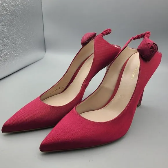 Stuart Weitzman Heels Rossana Pump Garnet Grosgrain Fabric SlipOn Pointed sz 10