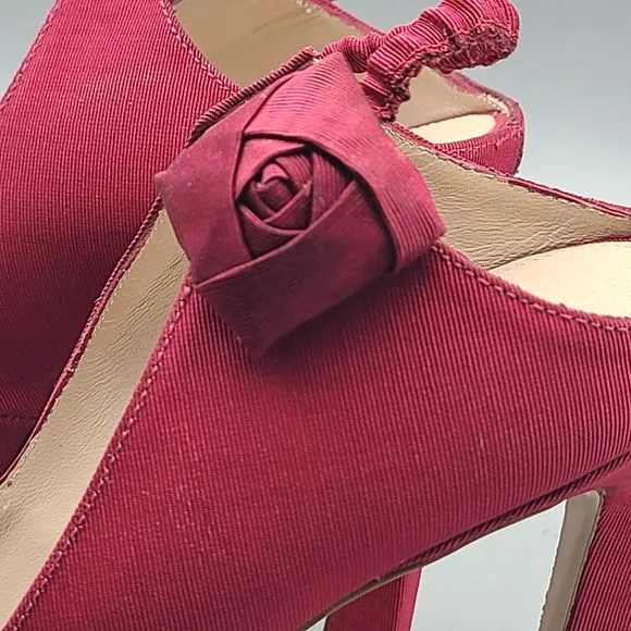 Stuart Weitzman Heels Rossana Pump Garnet Grosgrain Fabric SlipOn Pointed sz 10
