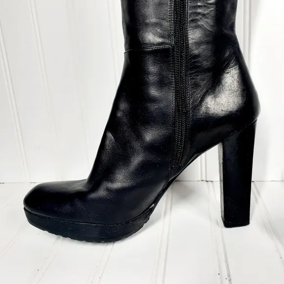Stuart Weitzman Leather Studded Accents Boots Black H735