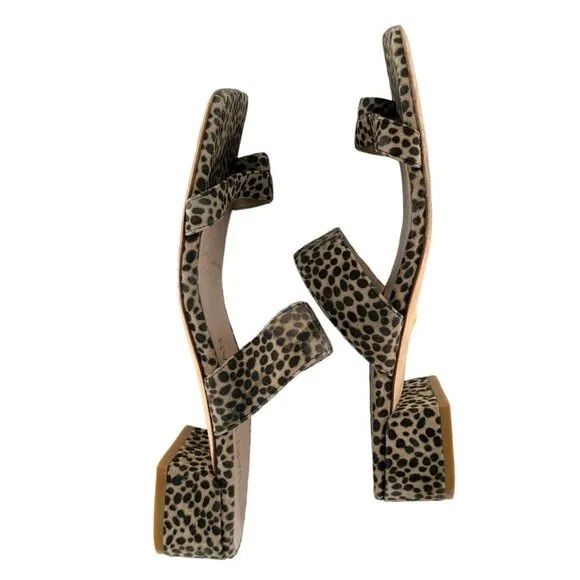 Stuart Weitzman Maisie Leopard Suede Toe Ring Slides Sandals Size 9.5