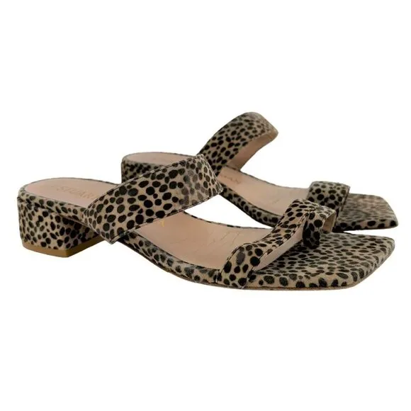 Stuart Weitzman Maisie Leopard Suede Toe Ring Slides Sandals Size 9.5
