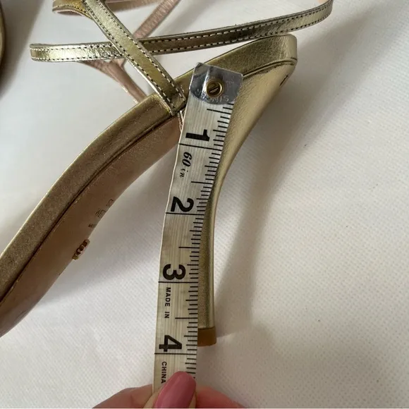 Stuart Weitzman Merinda Gold Strappy Ankle Wrap High Heels