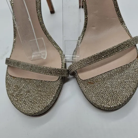 STUART WEITZMAN Nudistsong in Platinum Strappy Heels Sparkly Wedding Size 9