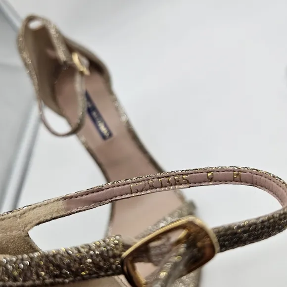 STUART WEITZMAN Nudistsong in Platinum Strappy Heels Sparkly Wedding Size 9