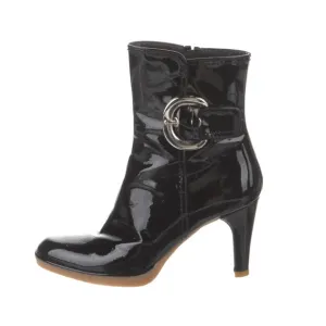 Stuart Weitzman Patent Leather Buckle Accent Boots