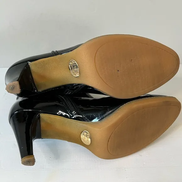 Stuart Weitzman Patent Leather Buckle Accent Boots