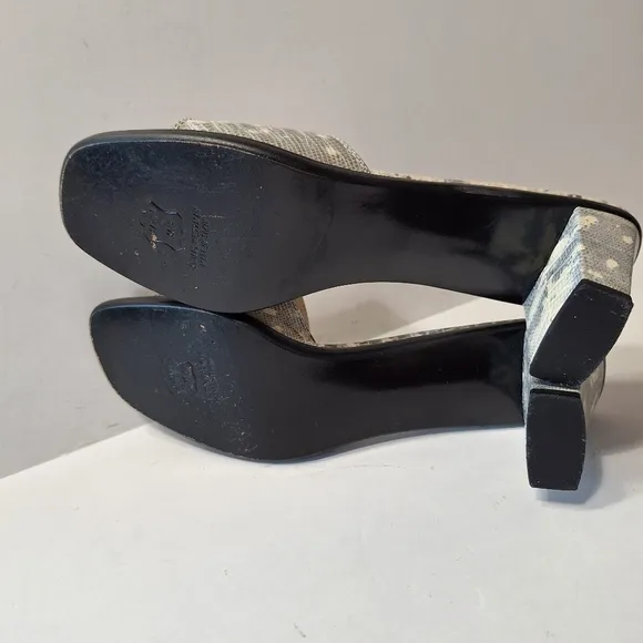 Stuart Weitzman Quiet Luxury Designer Leather Snake Print Open Toe Mules Sz. 9AA
