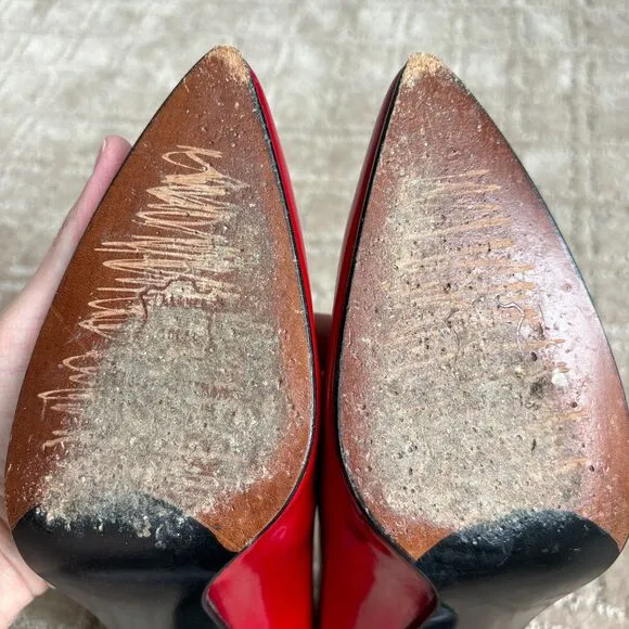 Stuart Weitzman Red Patent Leather Quasar Pointed Toe Pumps Heels Women's Sz 8.5