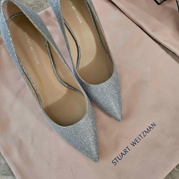 Stuart Weitzman Silver Sparkle Heels