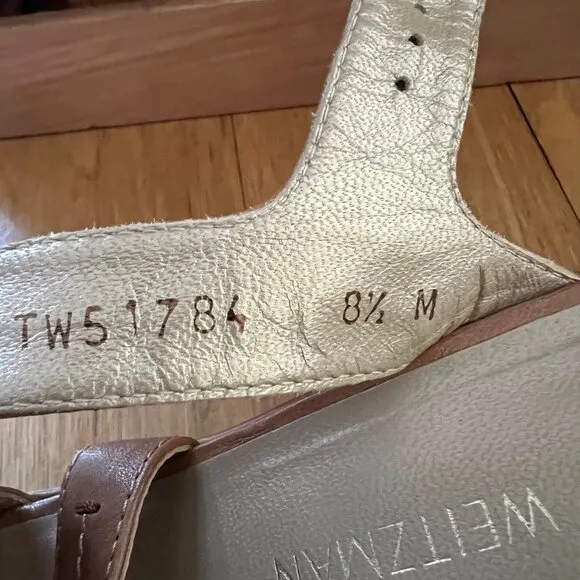 Stuart Weitzman Size 8.5 Brown Leather Strappy Slingback Wedge Heel Sandals