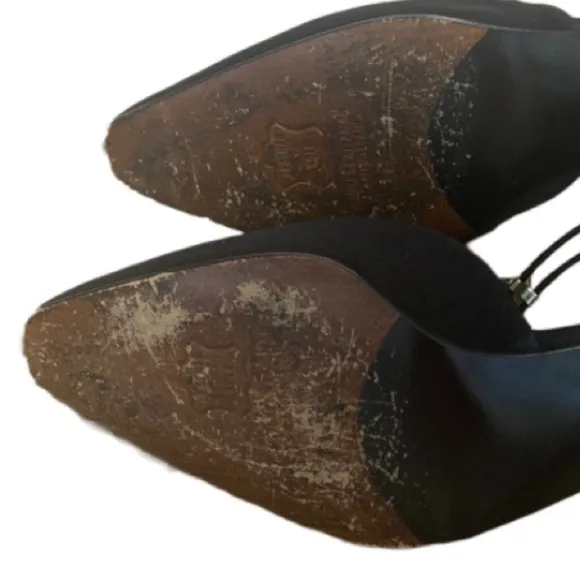 Stuart Weitzman Vintage Black Strappy Block Heel D’Orsay Heels