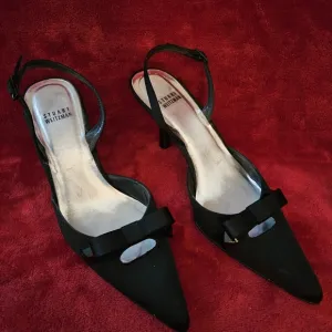 Stuart Weitzman Women Black Slingback Heels Pointed Toe-Size 8.5M