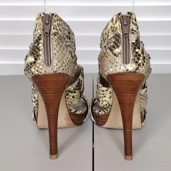 Stuart Weitzman Women's Airforce Roccia Snakeskin Leather Stud Stiletto Heels