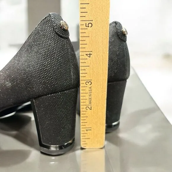 Stuart Weitzman Women's Black Textured Pointed Toe Pumps Elegant Heels Size 11 M