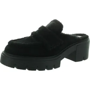 Stuart Weitzman Womens Lennox Black Faux Fur Lined Suede Mules NWOB