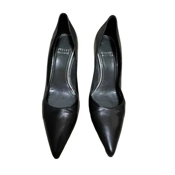 Stuart Weitzman Women's Pointed Toe Slip On Black Pump Heels Size 6