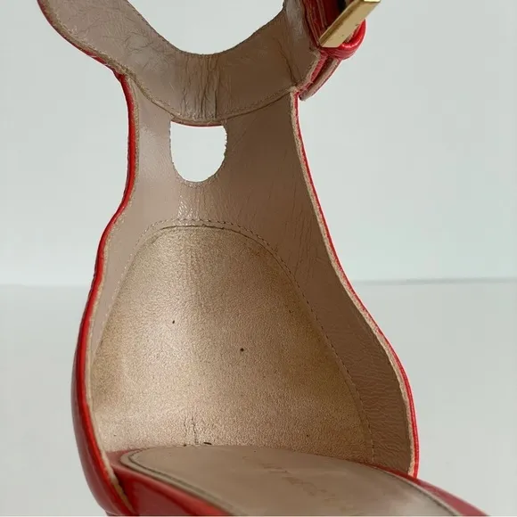 Stuart Weitzman Womens Red Square Toe Strappy Stiletto Heels Ankle Buckle Size 9