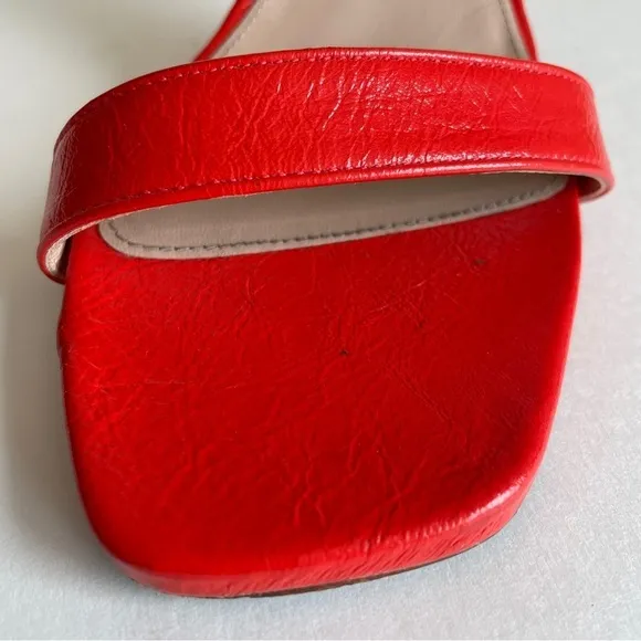 Stuart Weitzman Womens Red Square Toe Strappy Stiletto Heels Ankle Buckle Size 9