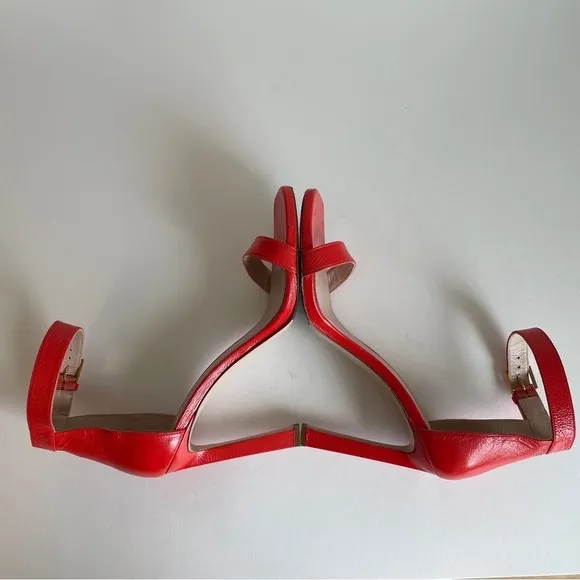 Stuart Weitzman Womens Red Square Toe Strappy Stiletto Heels Ankle Buckle Size 9