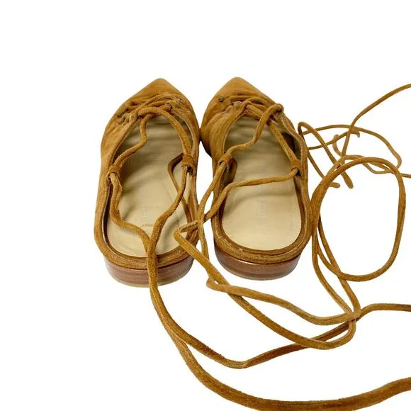Stuart Weitzman Womens Size 6 Stringdown Lace Up Suede Pointed Mules