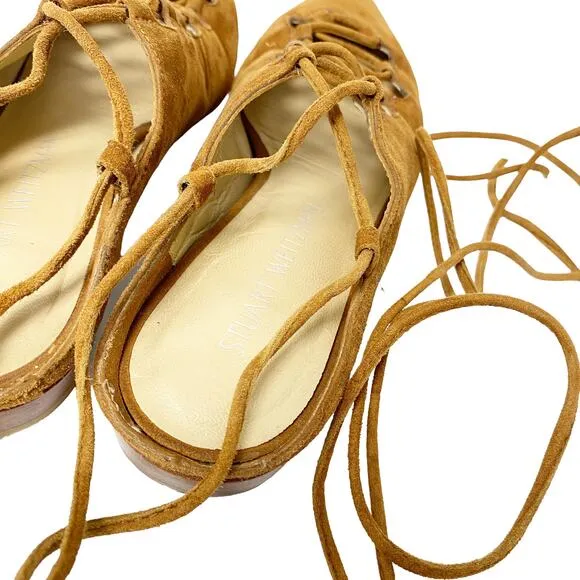 Stuart Weitzman Womens Size 6 Stringdown Lace Up Suede Pointed Mules