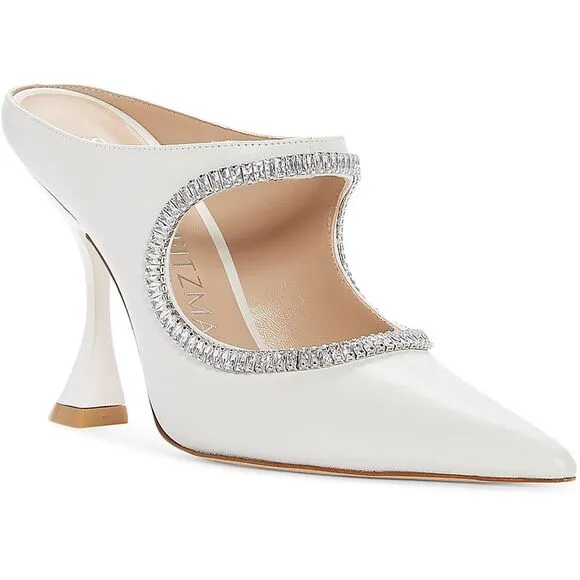 Stuart Weitzman Womens White Stiletto Dressy Pointed Toe Mules New