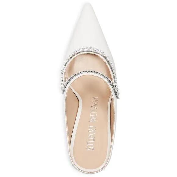 Stuart Weitzman Womens White Stiletto Dressy Pointed Toe Mules New