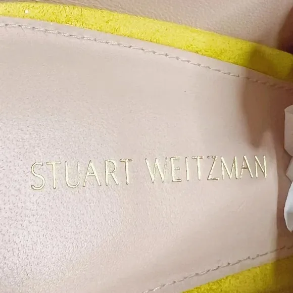 Stuart Weitzman Yellow Mira Suede Mules Pointed Toe Pumps Women's Size 8