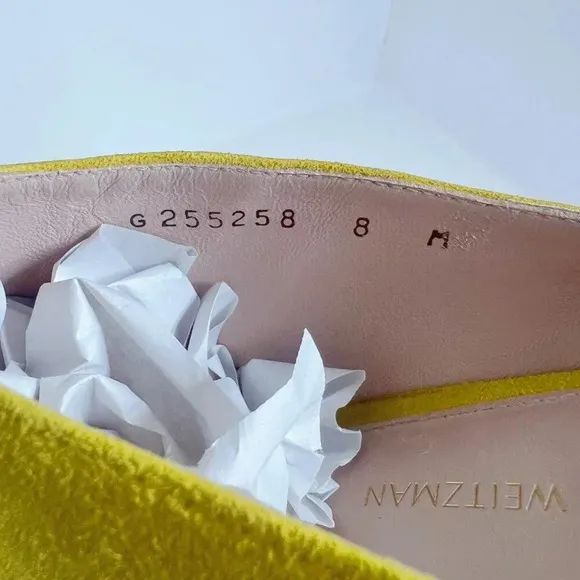 Stuart Weitzman Yellow Mira Suede Mules Pointed Toe Pumps Women's Size 8