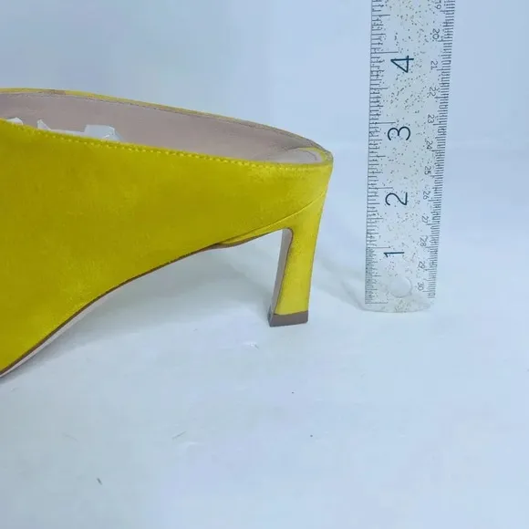 Stuart Weitzman Yellow Mira Suede Mules Pointed Toe Pumps Women's Size 8