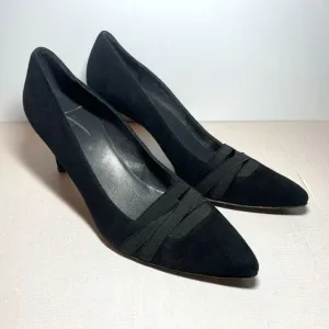 Stuart Weitzman Black Suede Pumps Pointed Toe Heels Stiletto Womens Size 9.5